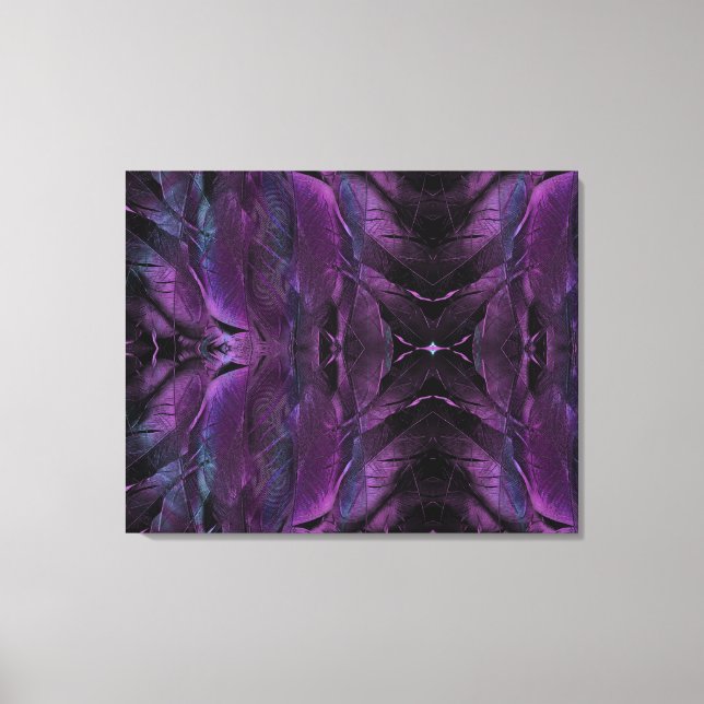 Violet Purple blue black feather texture abstract Canvas Print (Front)