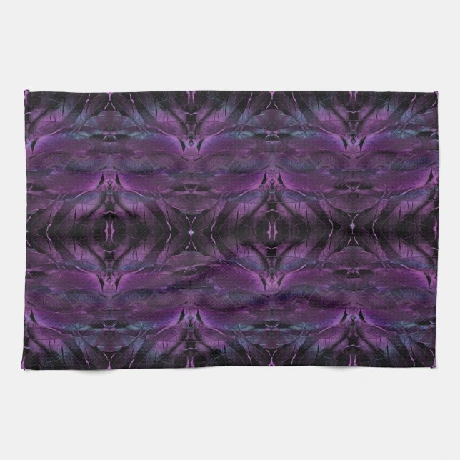Violet Purple blue black feather texture abstract Tea Towel (Horizontal)