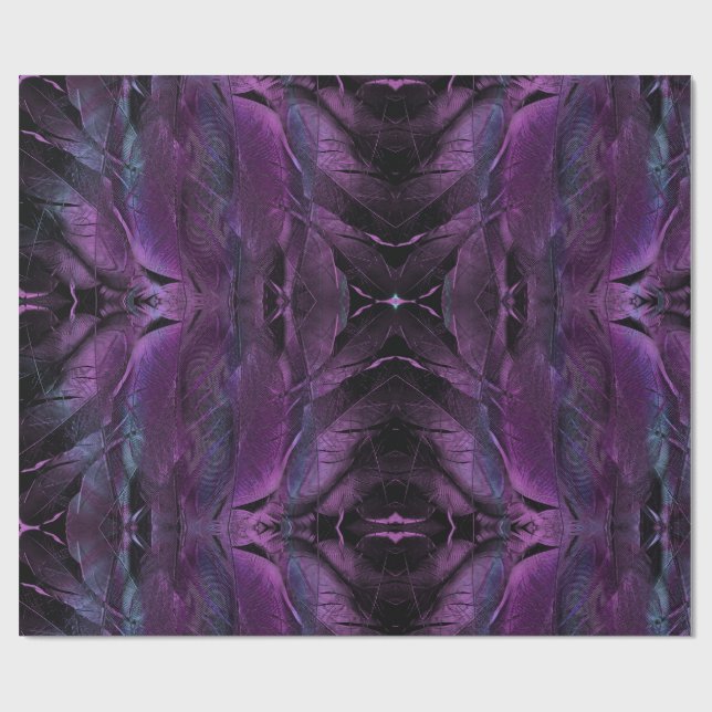 Violet Purple blue black feather texture abstract Wrapping Paper (Flat)