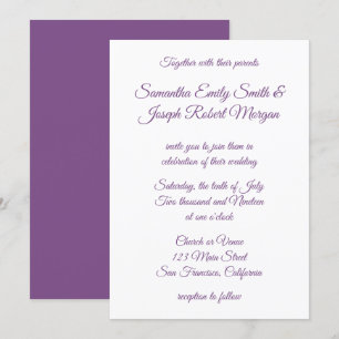 Violet Purple Calligraphy Invitation