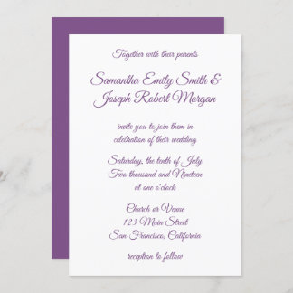 Violet Purple Calligraphy Invitation
