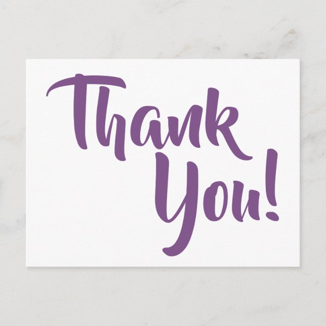 Violet Purple Calligraphy Thank You Postcard (Front)
