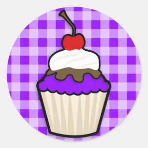 Violet Purple Cupcake Classic Round Sticker