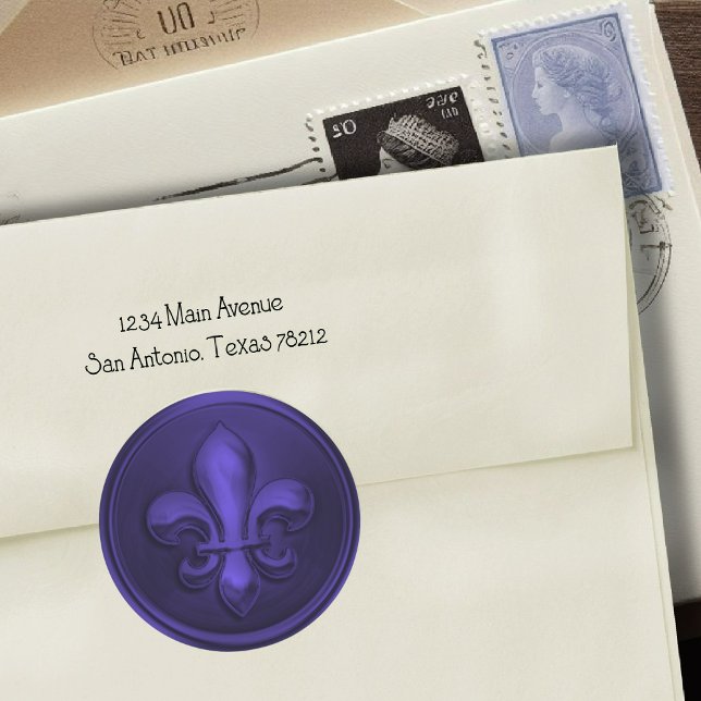 Violet Purple Fleur de Lis Envelope Seal (Creator Uploaded)