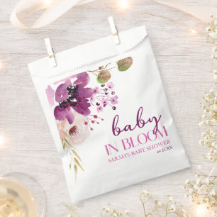 Violet Purple Floral Baby In Bloom Baby Shower Favour Bags
