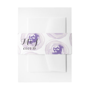 Violet Purple Flower Wedding Invitation Belly Band
