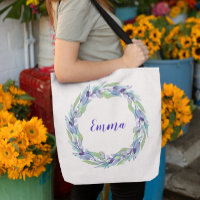 Violet Purple Flowers Floral Personalised Monogram