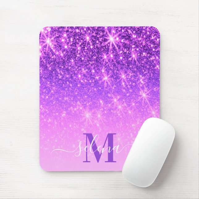 Violet Purple Glitter Mouse Mat (With Mouse)