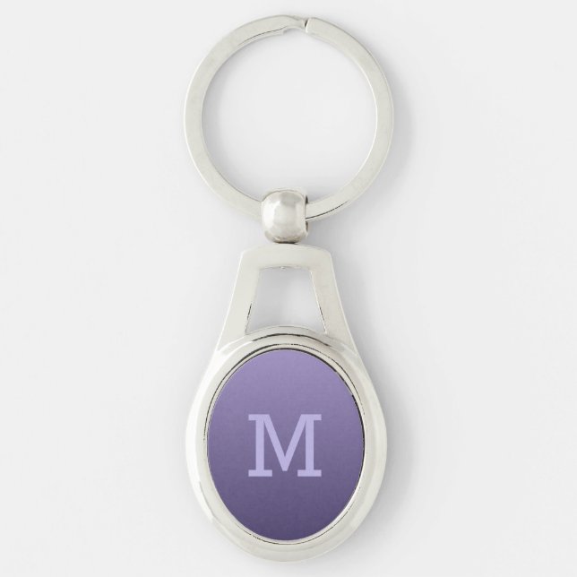 Violet Purple Gradient custom monogram key chain (Front)
