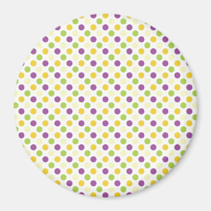 Violet Purple, Green, and Yellow Polks Dots Magnet