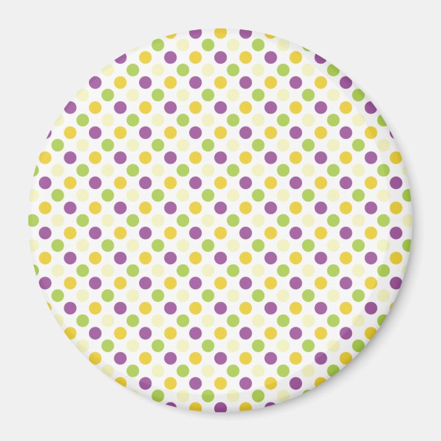 Violet Purple, Green, and Yellow Polks Dots Magnet (Front)