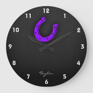 Violet Purple Horse shoe Large Clock