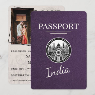 Violet Purple India Passport Save The Date