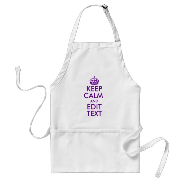 Violet Purple Keep Calm and Edit Your Own Text Standard Apron (Front)
