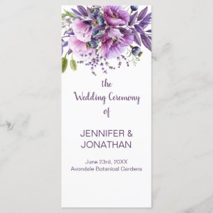 Violet Purple Lavender Flowers Wedding Program Programme