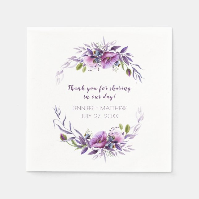Violet Purple Lavender Wildflowers Reception | Napkin (Front)
