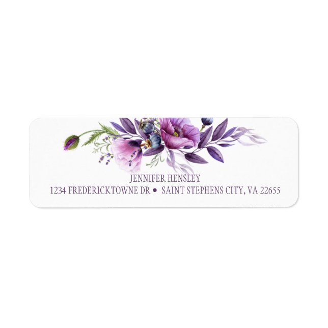 Violet Purple Lavender Wildflowers Return Address| (Front)