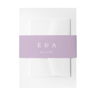 Violet Purple Lilac Monogram Wedding Belly Band Invitation Belly Band