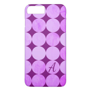 Violet, Purple Magenta & Pink Circles Monogram iPhone 8 Plus/7 Plus Case