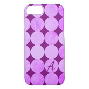 Violet, Purple Magenta & Pink Circles Monogram iPhone 8/7 Case