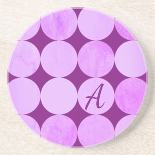 Violet, Purple Magenta & Pink Circles Monogram Coaster