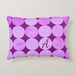 Violet, Purple Magenta & Pink Circles Monogram Decorative Cushion