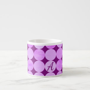 Violet, Purple Magenta & Pink Circles Monogram Espresso Cup