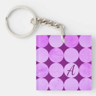 Violet, Purple Magenta & Pink Circles Monogram Key Ring