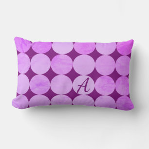 Violet, Purple Magenta & Pink Circles Monogram Lumbar Cushion