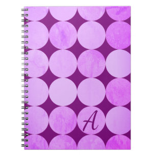 Violet, Purple Magenta & Pink Circles Monogram Notebook