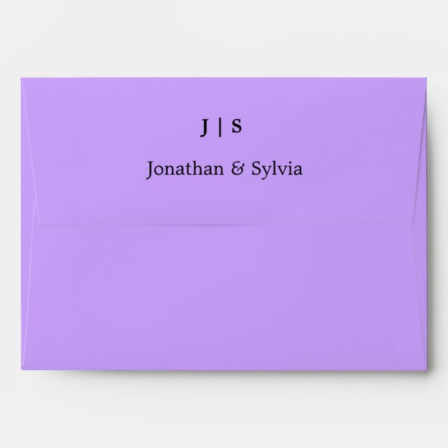 Violet Purple Monograms Name Colourful Cool Weddin Envelope (Back (Top Flap))