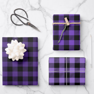 Violet Purple Ombre Buffalo Plaid Small Wrapping Paper Sheet