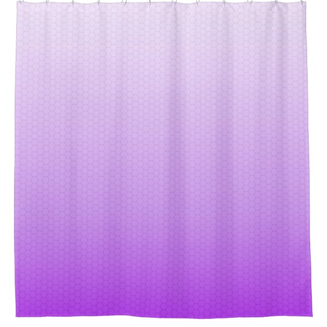 Violet Purple Ombre Classy Gradient Hexagon Grid Shower Curtain (Front)