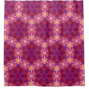 violet, purple, orange and blue watercolor kaleido shower curtain