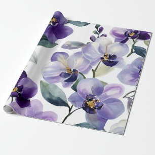 Violet Purple Orchid Elegant Floral Botanical Wrapping Paper