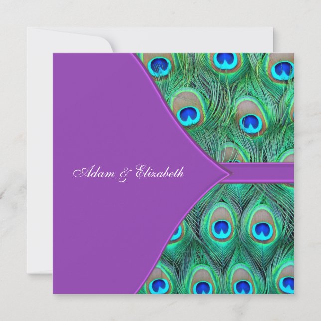 Violet Purple Peacock Wedding Invitations (Front)