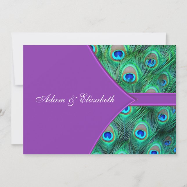 Violet Purple Peacock Wedding Invitations (Front)