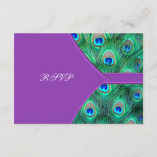 Violet Purple Peacock Wedding RSVP Card