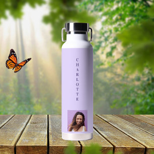 Violet purple photo name water bottle