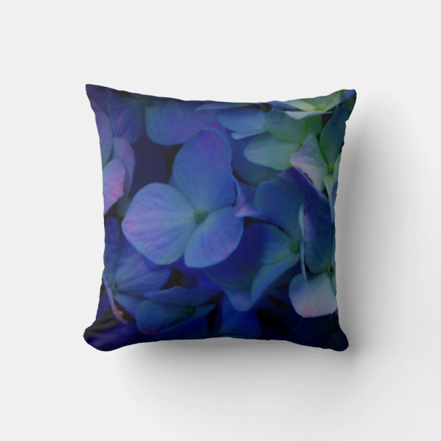 Violet purple pink blue hydrangeas flower floral cushion (Front)