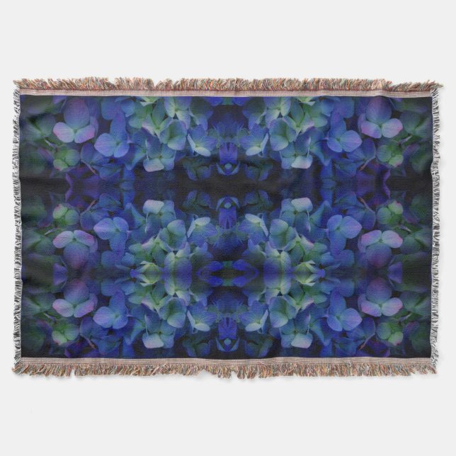 Violet purple pink blue hydrangeas flower floral throw blanket (Front)