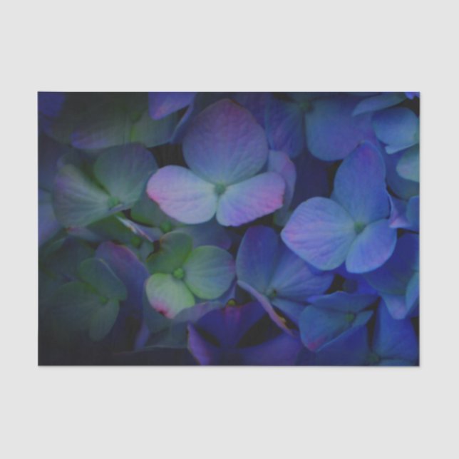 Violet purple pink blue hydrangeas flower floral tissue paper (Front)