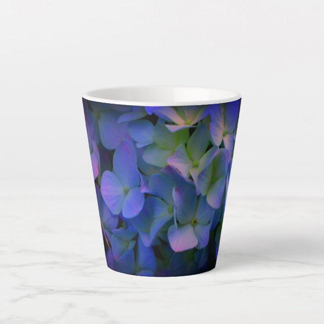 Violet purple pink blue hydrangeas flower mum latte mug (Front)