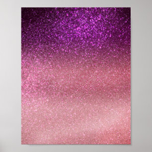Violet Purple Pink Triple Glitter Ombre Gradient Poster