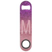 Violet Purple Pink Triple Glitter Ombre Monogram