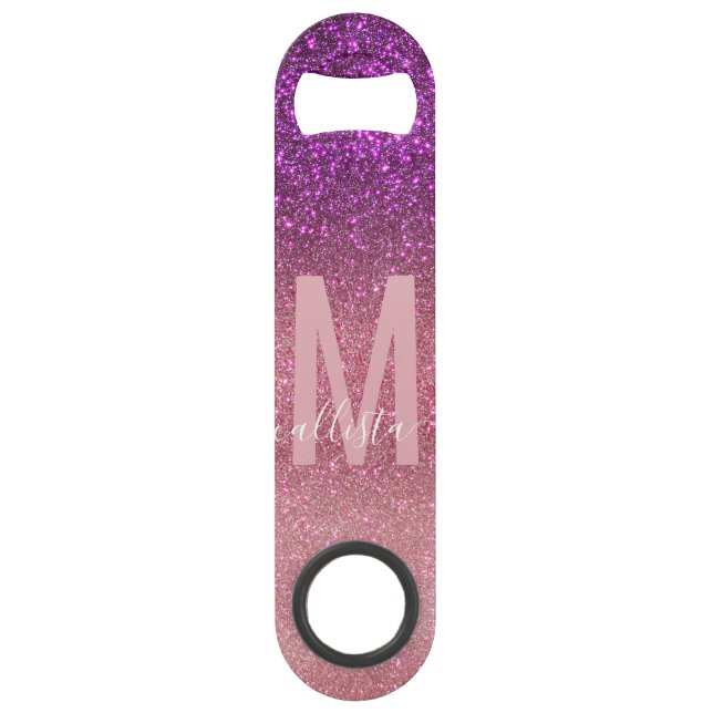 Violet Purple Pink Triple Glitter Ombre Monogram (Front)