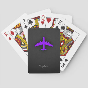 Violet Purple Plane; Pilot Playing Cards