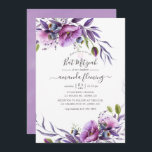Violet Purple Poppy Floral Bat Mitzvah Invitation<br><div class="desc">Dusty violet and purple floral bat mitzvah invite with elegant handwriting typography designed to be quickly and easily customised to your event specifics.</div>