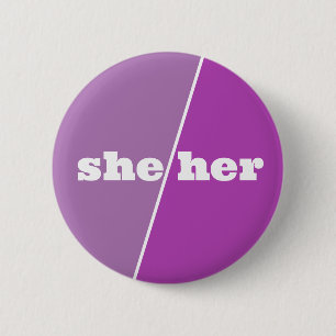 Violet Purple Pronoun Button She/Her