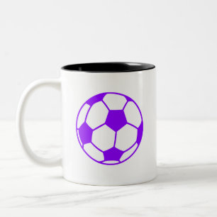 Violet Purple Soccer Ball Two-Tone Coffee Mug